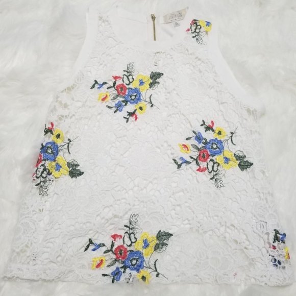 SOULMATES WHITE LACED BOHO SLEEVELESS BLOUSE TOP M - Picture 1 of 6